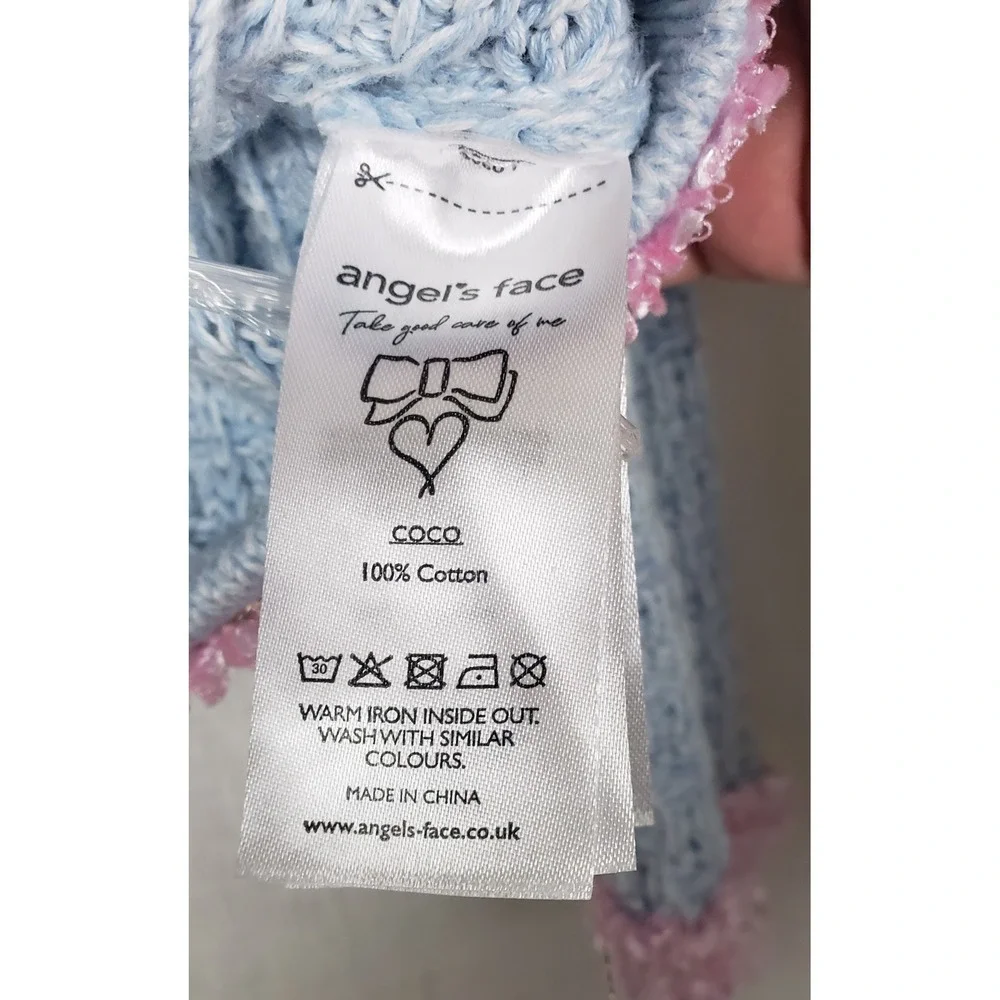 Angel's Face Baby Blue Pink Trim Knit Cardigan Skirt Set 3T 4T Easter Sunday‎